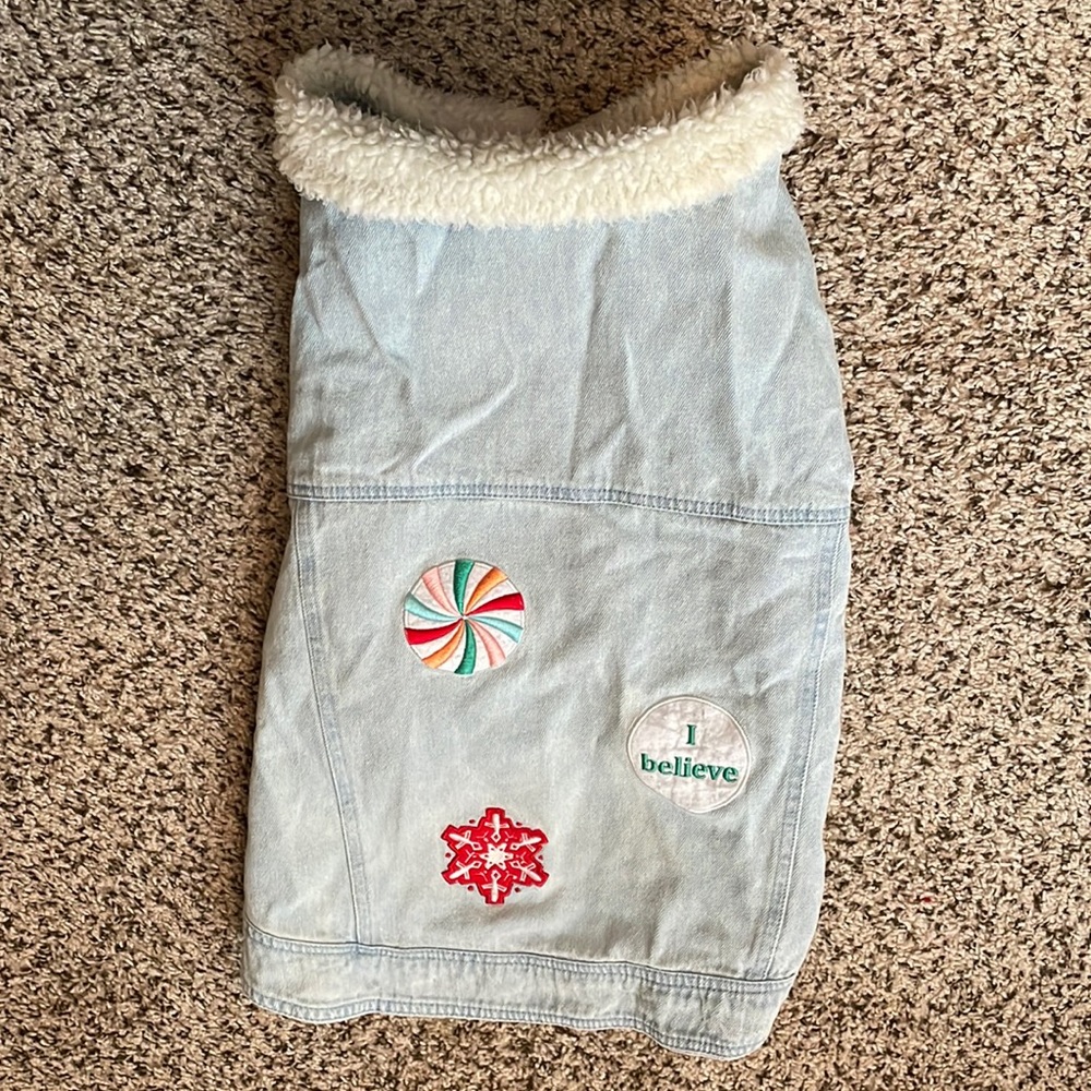 New without tags Target Dog Jean Holiday Vest w Fuzzy Collar